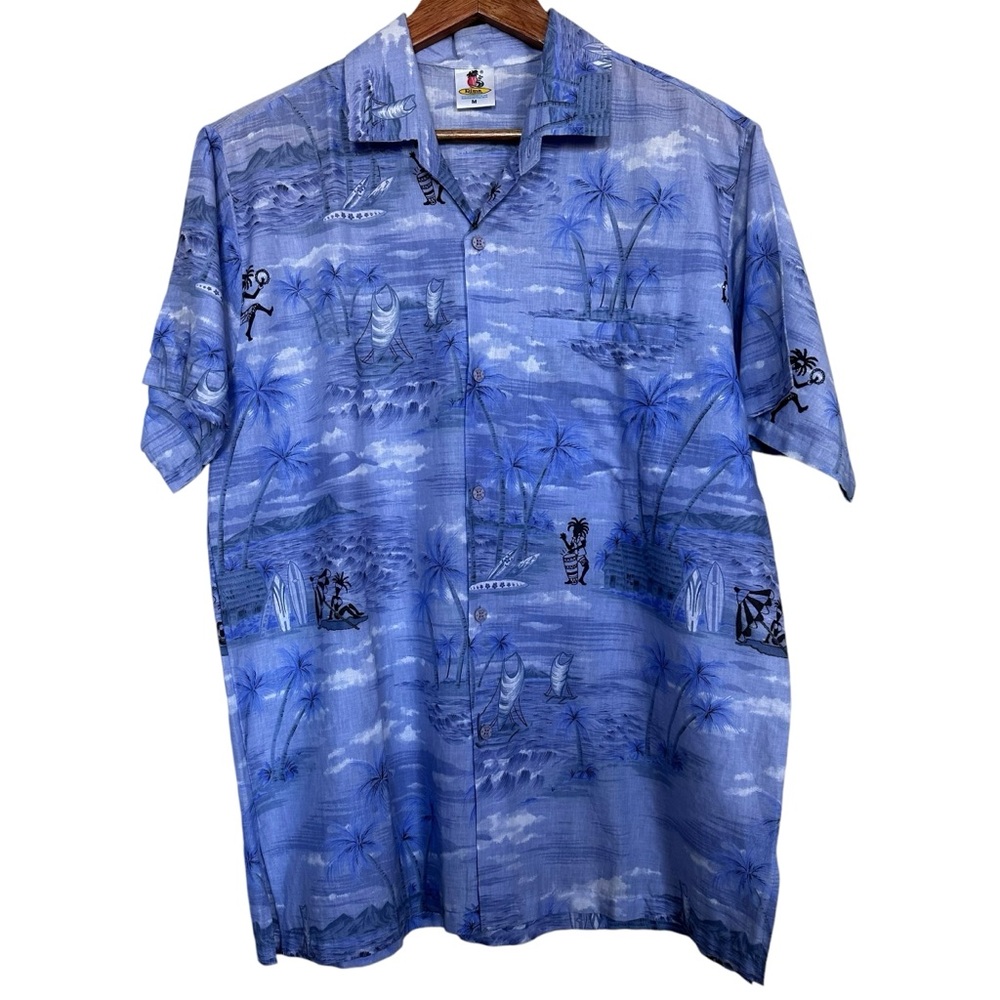 Rima Men’s Sz M Caribbean Hawaiian Short Sleeve Shirt Locals and Palm Trees